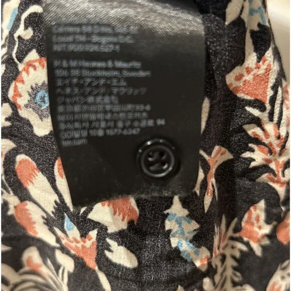 H&M Black Floral Long Sleeve Dress Sz 8 M Flowy Y2K Cottagecore Boho - Picture 14 of 14